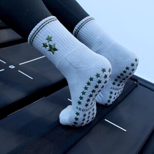 Folklore Cardigan Grip Socks: Embroidered Non-slip Pilates Barre Lagree Yoga Grippy Socks image 7