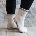 Folklore Cardigan Grip Socks: Embroidered Non-slip Pilates Barre Lagree Yoga Grippy Socks