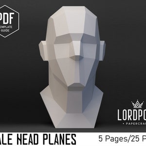 Male Head planes, Head sculpture, Paper sculpture, Low Poly sculpture, Papercraft pdf, Papercraft trophy, Papercraft, lordpoly, DIY Pdf, DIY