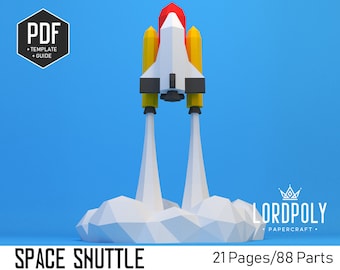 Space shuttle, Paper sculpture, Home decor, Wall sculpture, Low Poly sculpture, Papercraft pdf, Papercraft, lordpoly, DIY, Rocket, DIY Pdf