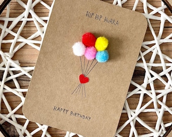 Geburtstagskarte Luftballons, Karte zum verschenken, Geburtstag, Happy Birthday Karte Natur, Postkarte (keine Klappkarte)