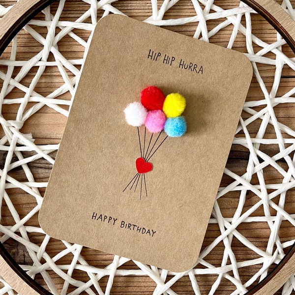 Geburtstagskarte Luftballons, Karte zum verschenken, Geburtstag, Happy Birthday Karte Natur, Postkarte (keine Klappkarte)