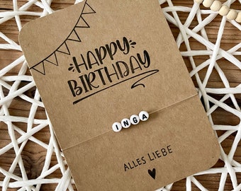 personalisierte Geburtstagskarte, Happy Birthday, Karte zum verschenken, Alles Liebe Karte Natur, Postkarte (keine Klappkarte)