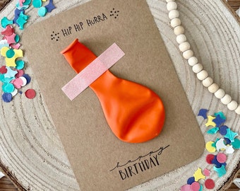 Birthday card balloon orange, card to give as a gift, birthday, happy birthday card nature, postcard (not a folding card)