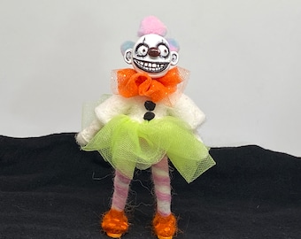 不気味なピエロのアートドール、OOAKハンドメイドサーカスソフト