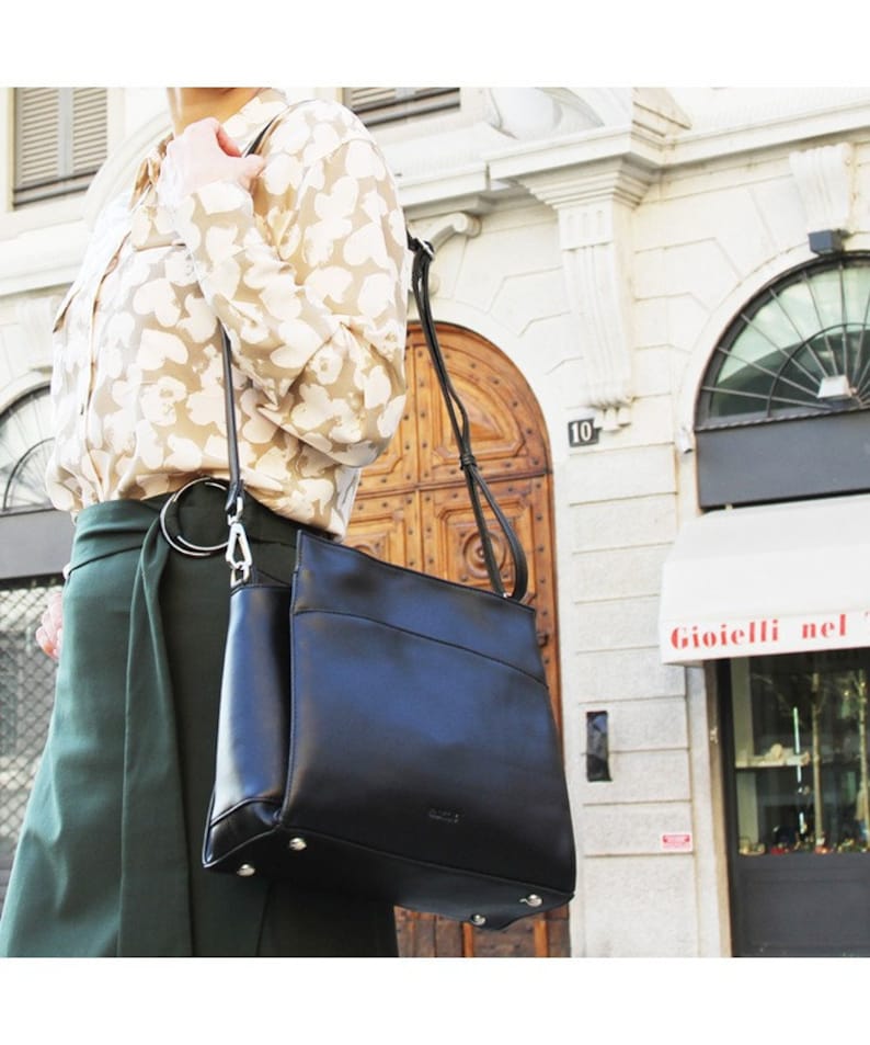 2-Way Macaron Leather Handbag Everyday Crossbody Bag