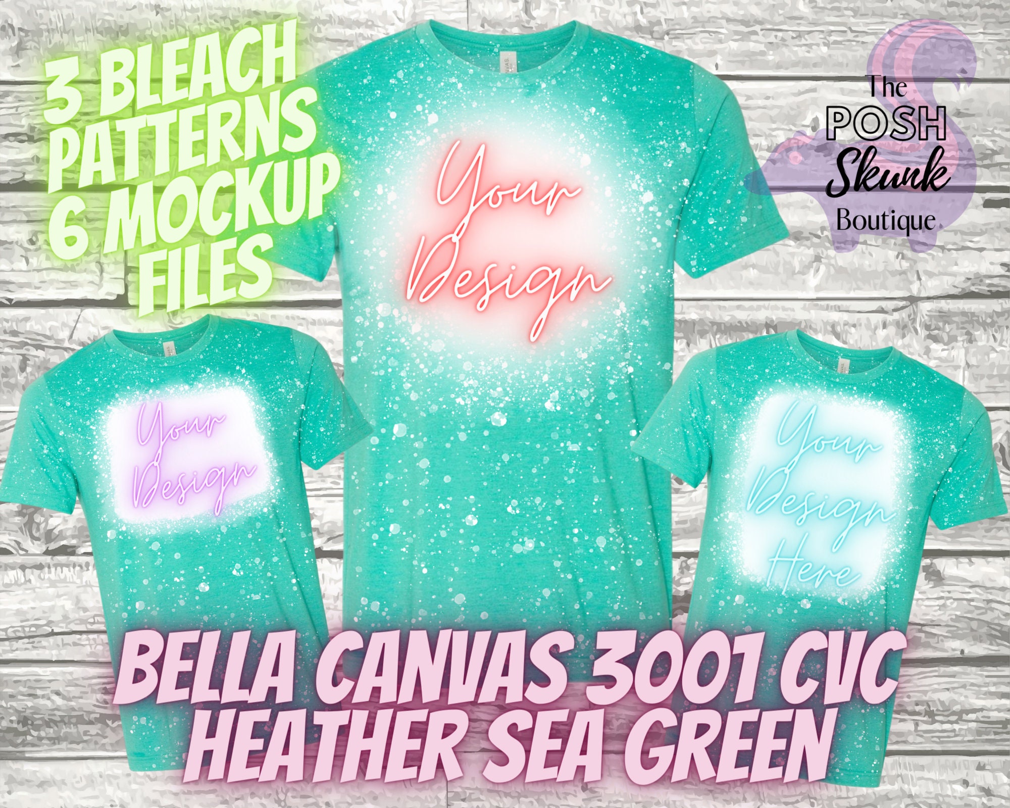 Bleached Shirt MockUps Bella Canvas Digital Download Mockup JPG Mockup Bleached Bella Canvas 3001 Mockup CVC Heather Lapis
