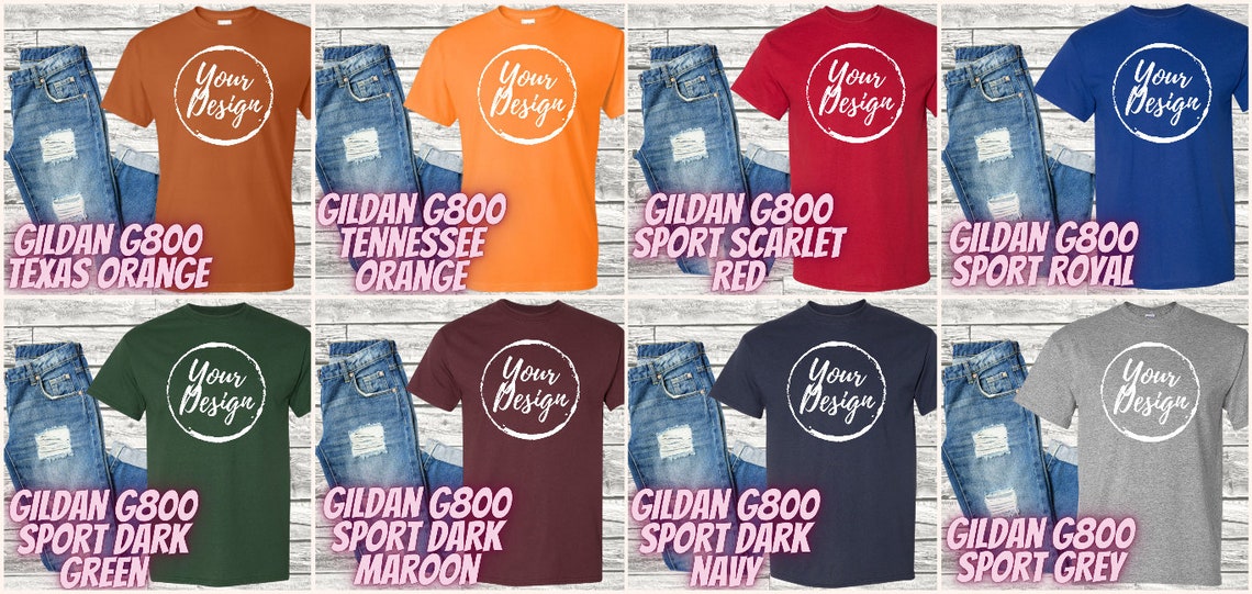 BUNDLE 41 Colors G800 Mockup Gildan G800 Gildan G8000 Etsy