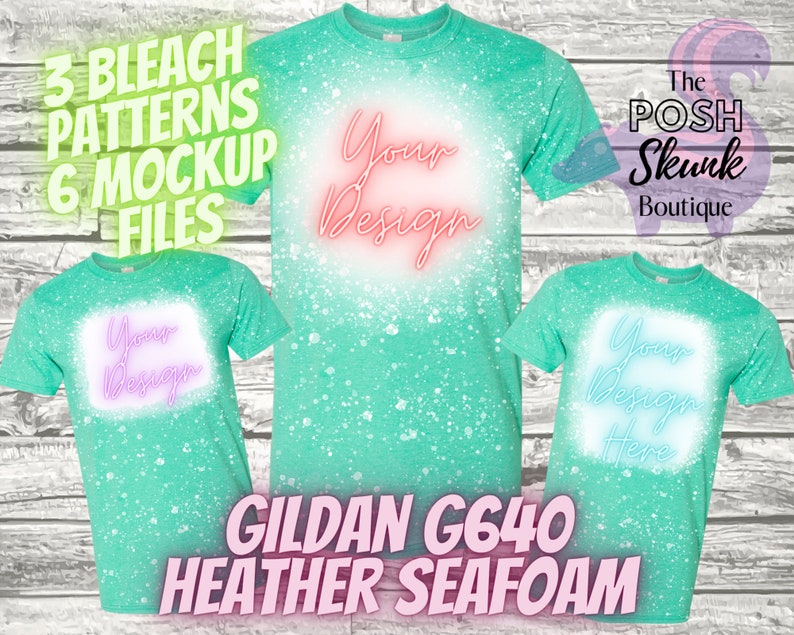 Download Gildan Softstyle G640 Bleached Mockup Gildan G64000 Heather Seafoam Bleached Tee Mockups Gildan G640 Graphic Tees Clothing Ugaurbanag Com