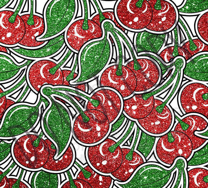 Glitter Cherry Tumbler Wrap Burst Tumbler Wrap Fruit Etsy