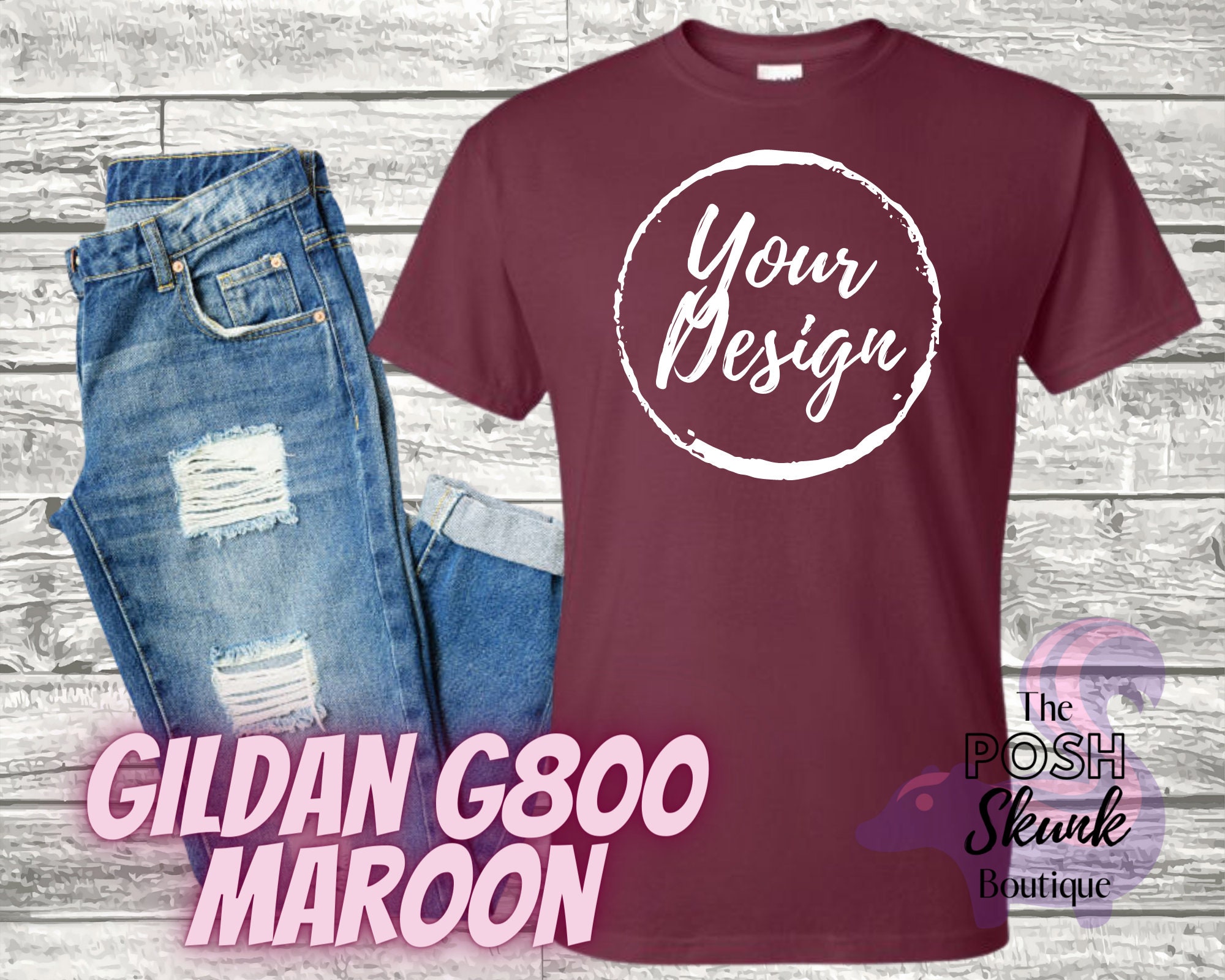 Download Maroon G800 Mockup Gildan G800 Gildan G8000 T-Shirt | Etsy