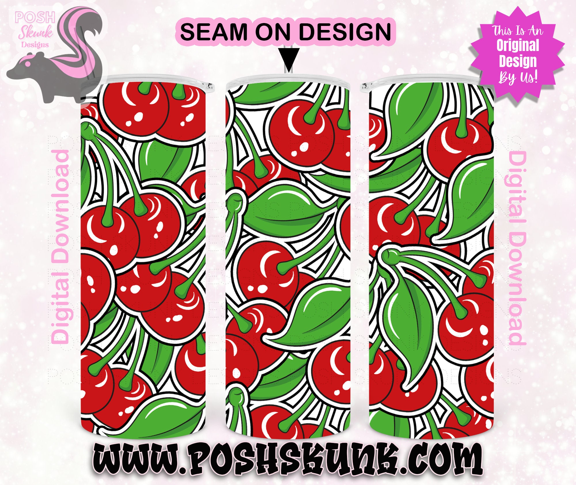 Cherry Tumbler Wrap Burst Tumbler Wrap Fruit Tumbler Wrap Etsy