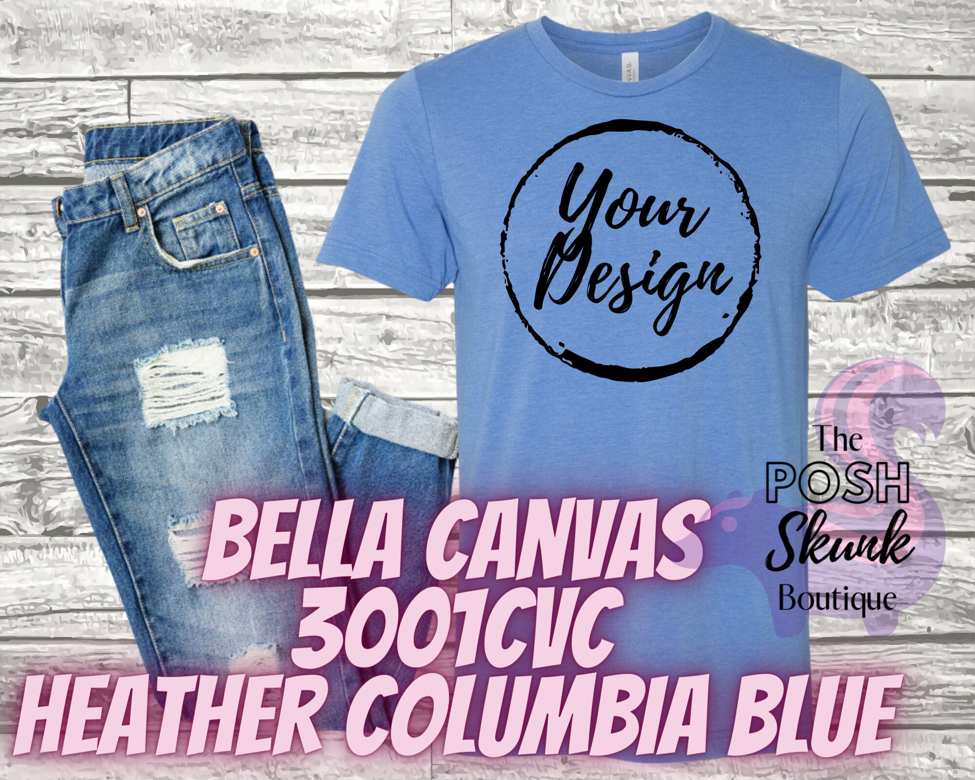 Heather Columbia Blue Bella Canvas 3001 