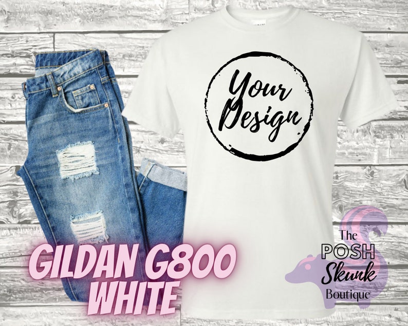 Download White G800 Mockup Gildan G800 Gildan G8000 T-Shirt | Etsy