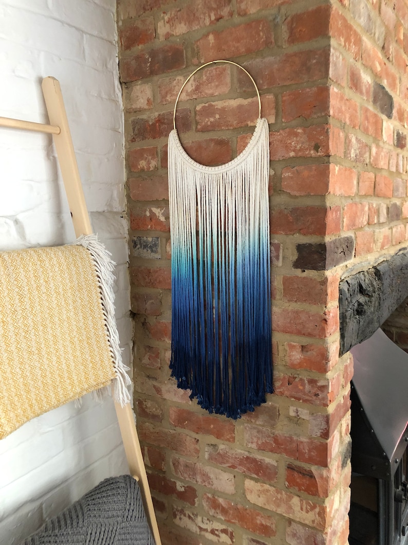 Blue Ombre Wall Hanging. Ombre Macrame. Wall Art. Hoop Etsy