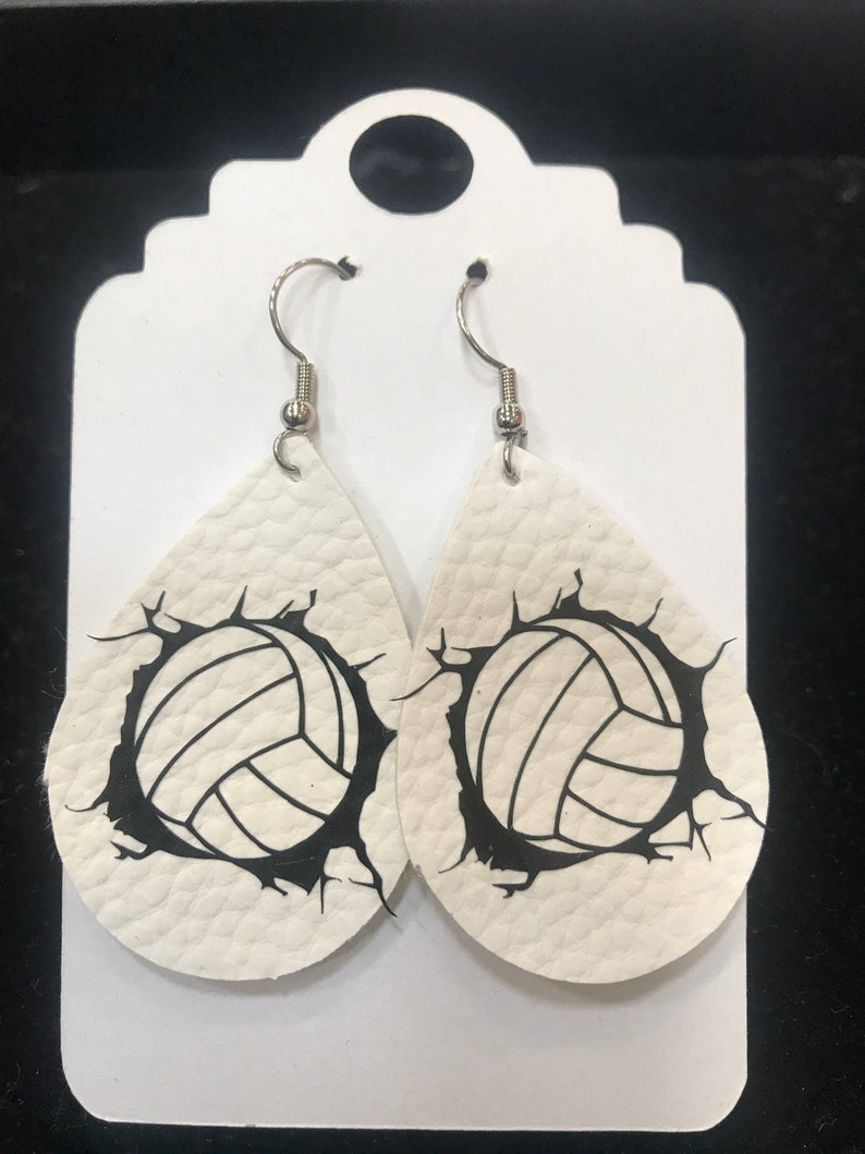 Volleyball Faux Leather Earrings Etsy