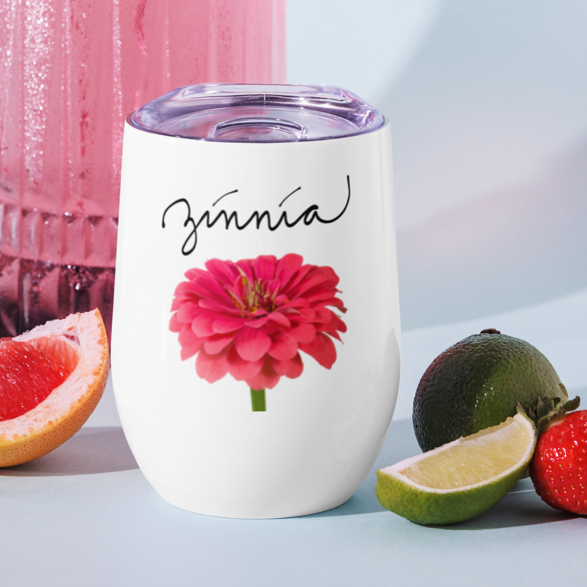 Zinnia Flower Wine Tumbler - Etsy