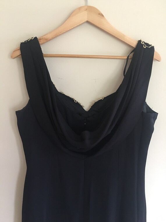 Black Evening Gown with Gold and Black Beaded and Seq… - Gem