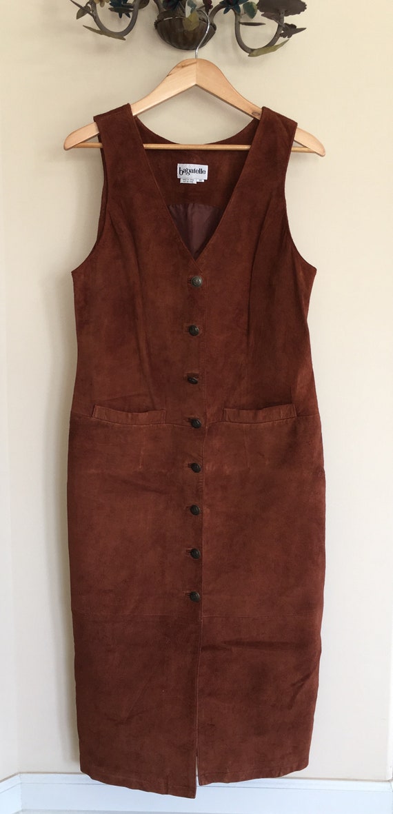 Tobacco Colored Genuine Suede Sleeveless Dress - image 4