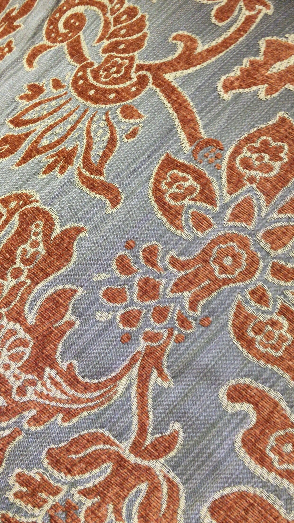 Tuscan Burnt Orange Floral Damask on Cocoa Brown Upholstery Fabric Etsy