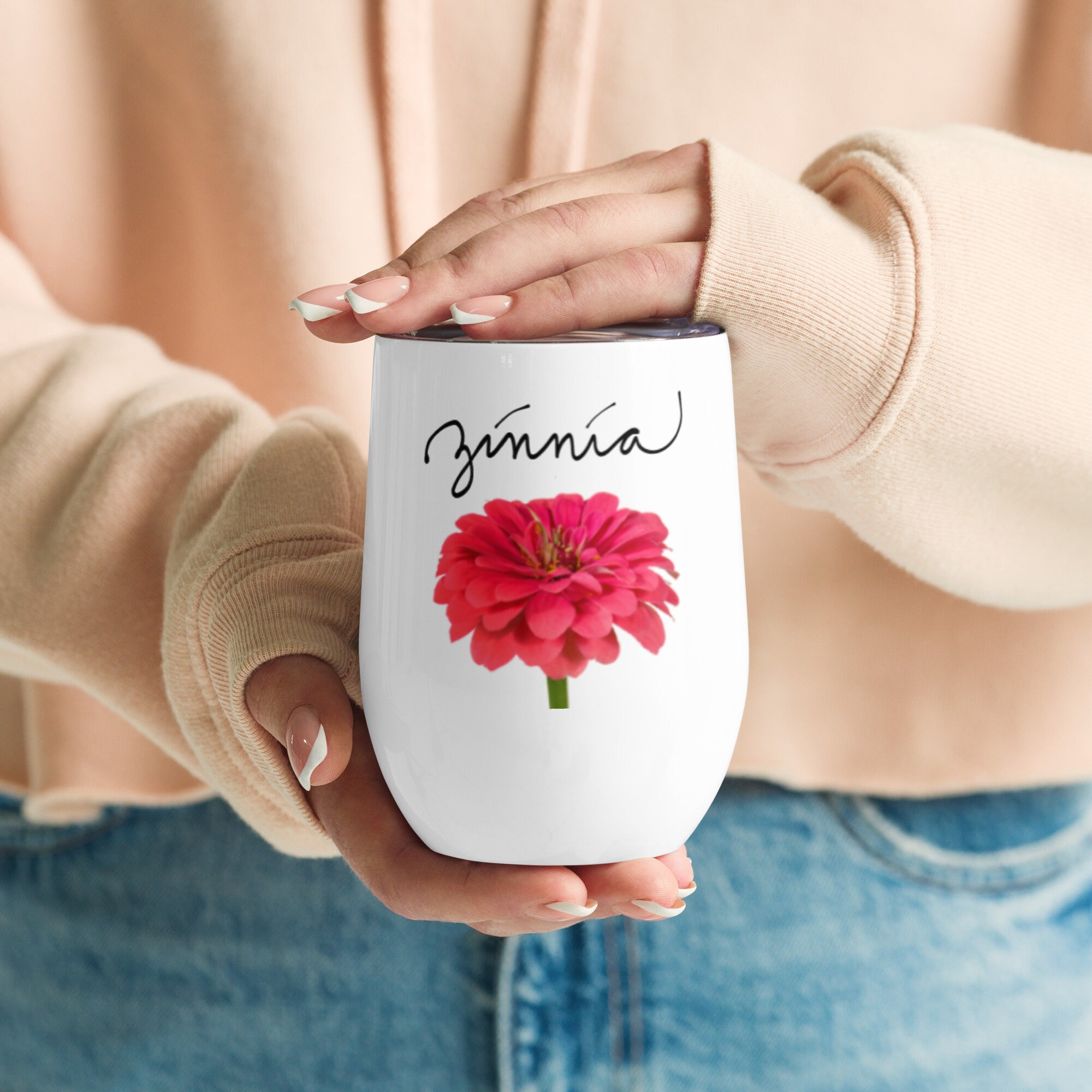 Zinnia Flower Wine Tumbler - Etsy