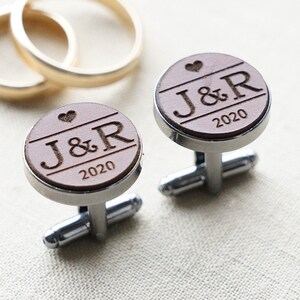 INICIALES Gemelos personalizados para boda, Gemelos grabados, Gemelos para novios, Gemelos personalizados, Gemelos personalizados, Regalo de tercer aniversario
