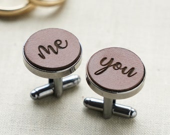 Boutons de manchette personnalisés de mariage ME & YOU, boutons de manchette gravés, boutons de manchette de marié, boutons de manchette personnalisés personnalisés, cadeau du 3e anniversaire