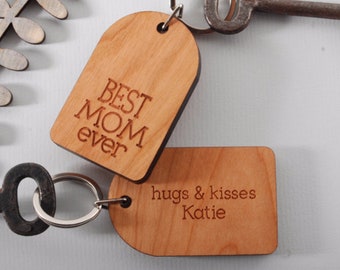 Porte-clés en bois BEST MOM, cadeau fête des mères, pour sac à main, cadeau pour maman, noyer américain massif, cadeau personnalisé, prêt à offrir, coffret cadeau,