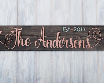 Rustic Family Name Sign, Anniversary Gift, Last Name Sign, Custom Wood Sign, Wooden Name Sign, Personalized Sign, Custom Sign, Name Sign