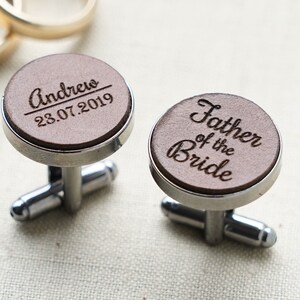 FATHER OF BRIDE Wedding Personalized Cufflinks, Engraved Cufflinks, Groom Cufflinks, Custom Personalised Cufflinks, 3rd Anniversary Gift