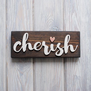 CHERISH Family Wood Sign: Rustic Home Decor