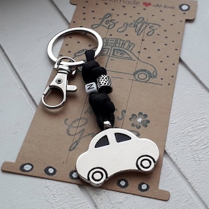 Schlüsselanhänger Führerschein, Auto, Prüfung, Geschenk, Buchstabe, personalisiert, Makramee, Name, Symbol, Zeichen, bedruckt, geknotet, Tau