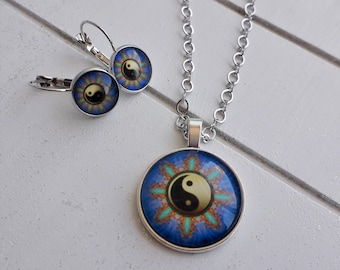Necklace, Yin Yang, earrings, set, amulet, medallion, yoga, spiritual, personalized, symbol, sign, tree, jewelry, necklace, earring