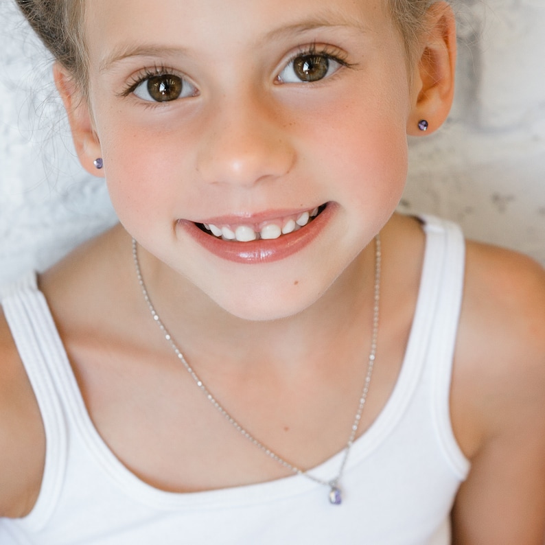 Children/'s chain with purple June birthstone pendant alexandrite