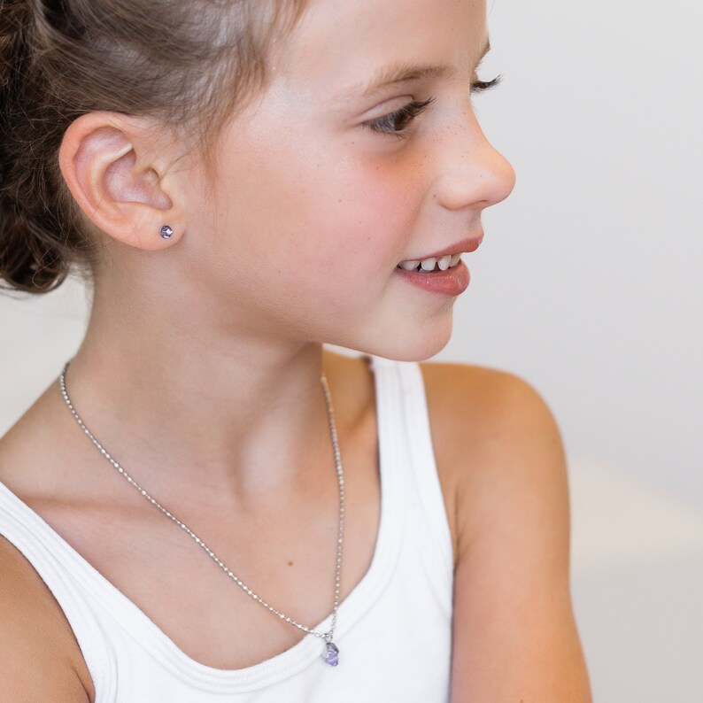 Children/'s chain with purple June birthstone pendant alexandrite