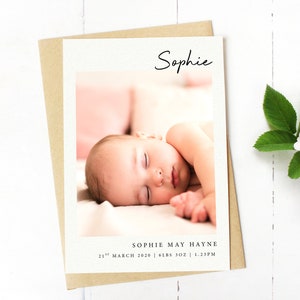 Faire-part de naissance personnalisé, carte postale imprimée de remerciements pour nouveau-né avec grande photo, faire-part de naissance, carte du monde bonjour nouvelle arrivée