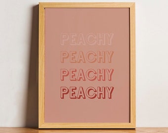 Peachy ombre word Print, Typography Poster, Typographic boho art, Retro minimalist Printable Wall Art, Quote Home Decor, Bedroom living room