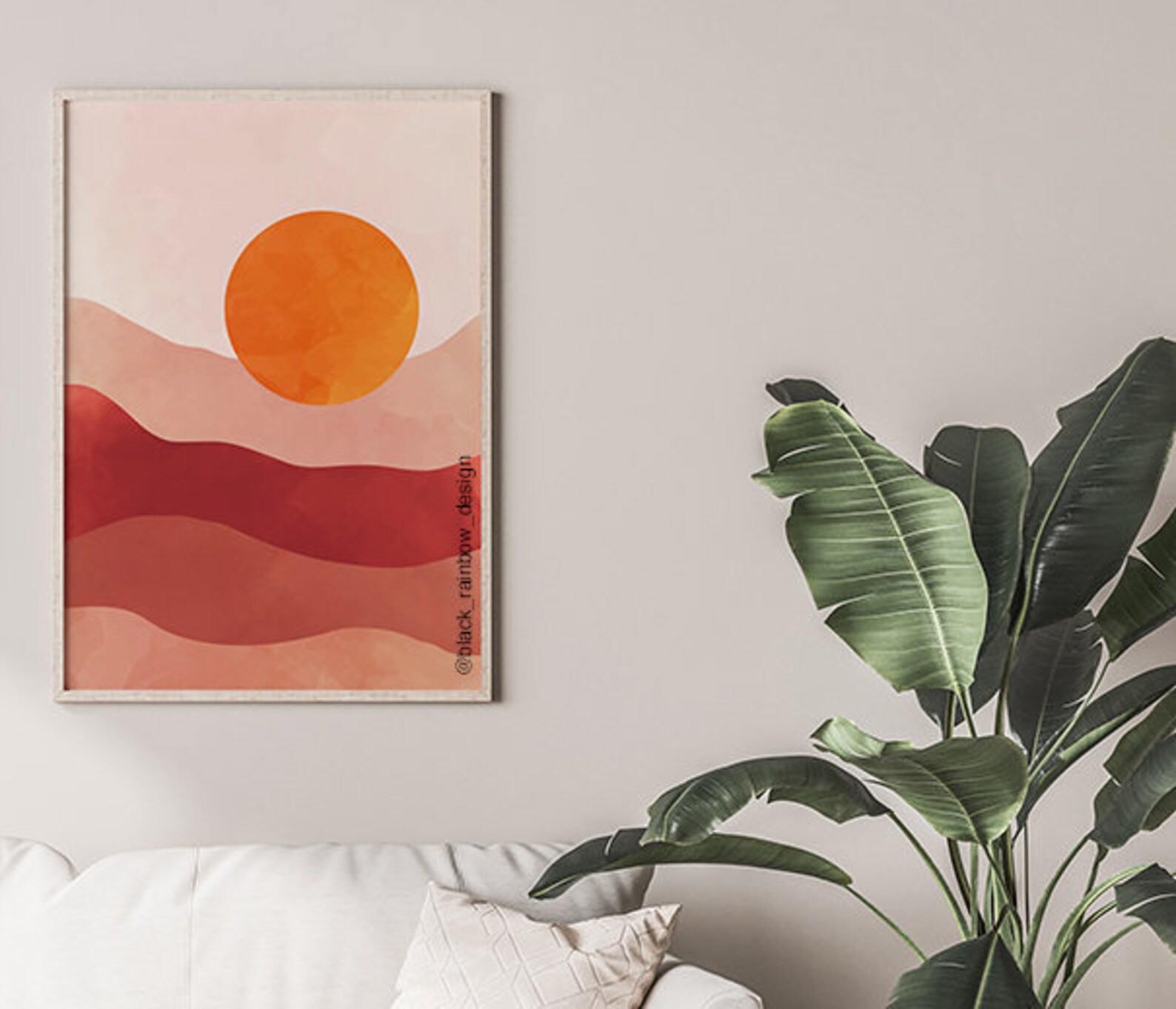 Retro impresión de la puesta de sol del desierto carmesí | Etsy