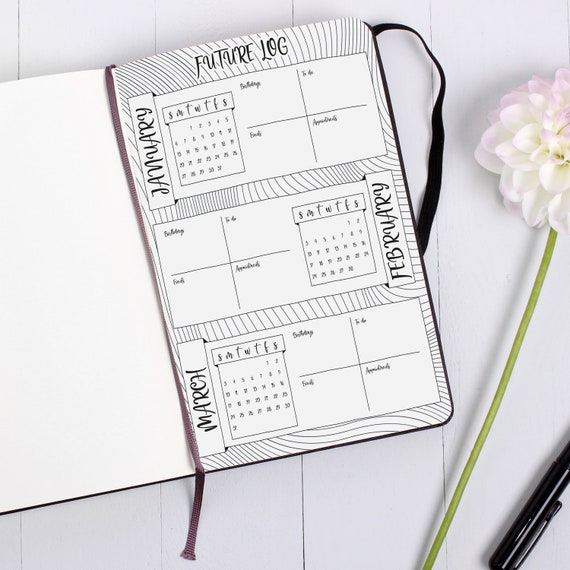 Printable A5 bullet journal future log 2019 Annual planning | Etsy