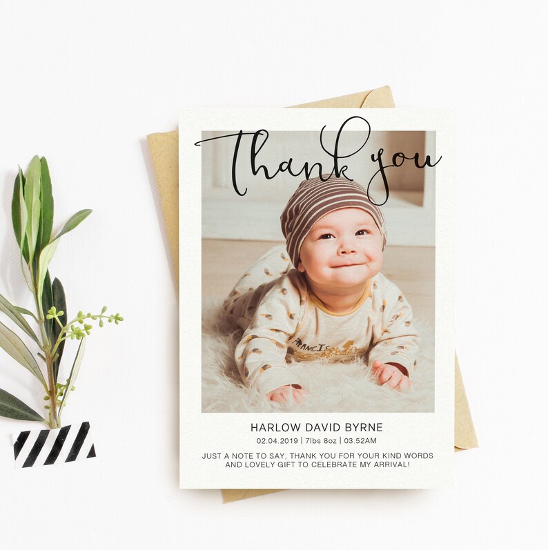 Newborn Thank You Printed Postcard With Photo Custom New Baby Etsy UK