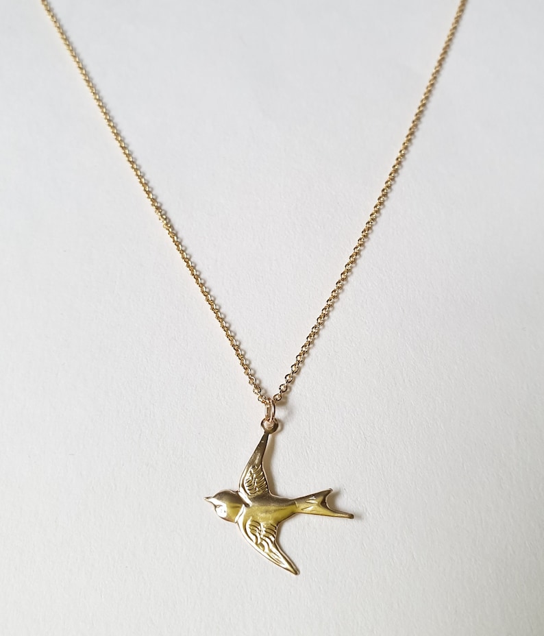 Gold Swallow Charm Necklace