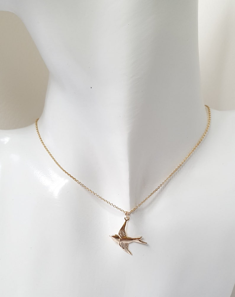 Gold Swallow Charm Necklace