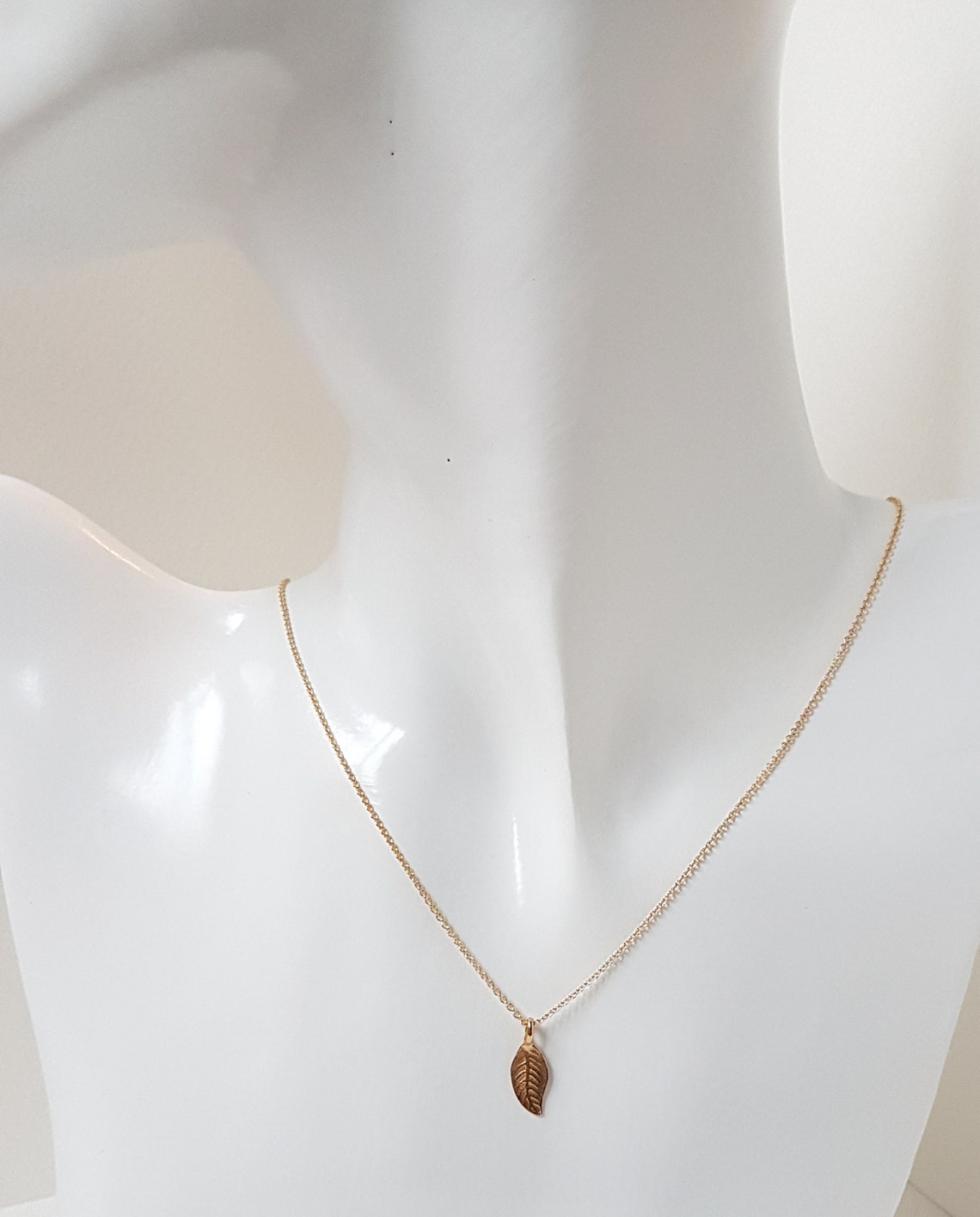 Gold Textured Leaf Charm Necklace Etsy UK