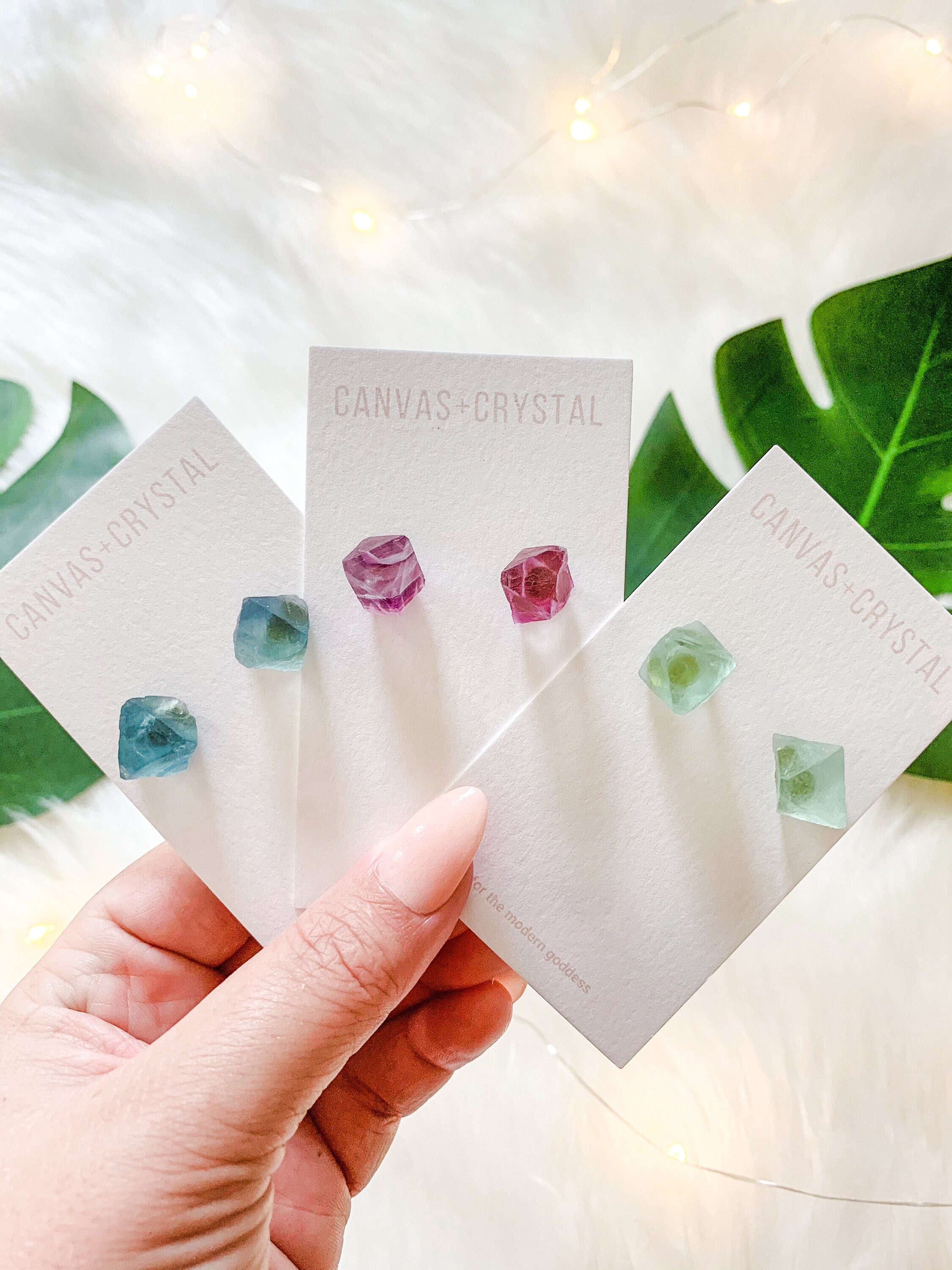 Raw Fluorite Stud Earrings Crystal Earrings Boho Jewelry Etsy