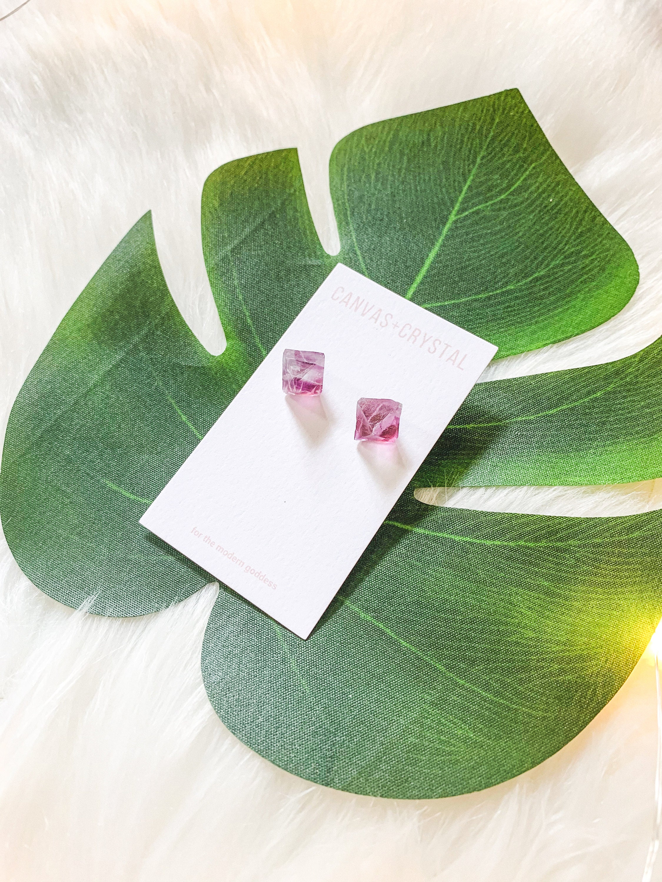 Raw Fluorite Stud Earrings Crystal Earrings Boho Jewelry Etsy