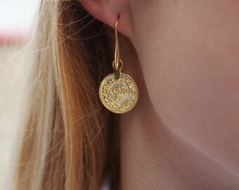 Vintage Dollar Coin Earrings Drop Dangle Earrings Charm Coin Ear Stud Jewelry CA