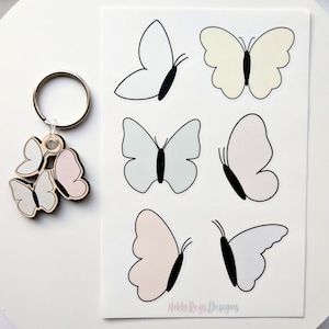 Butterfly Keychain and Sticker Sheet Bundle | Includes 1 Wooden Keychain and 1 Butterfly Sticker Sheet