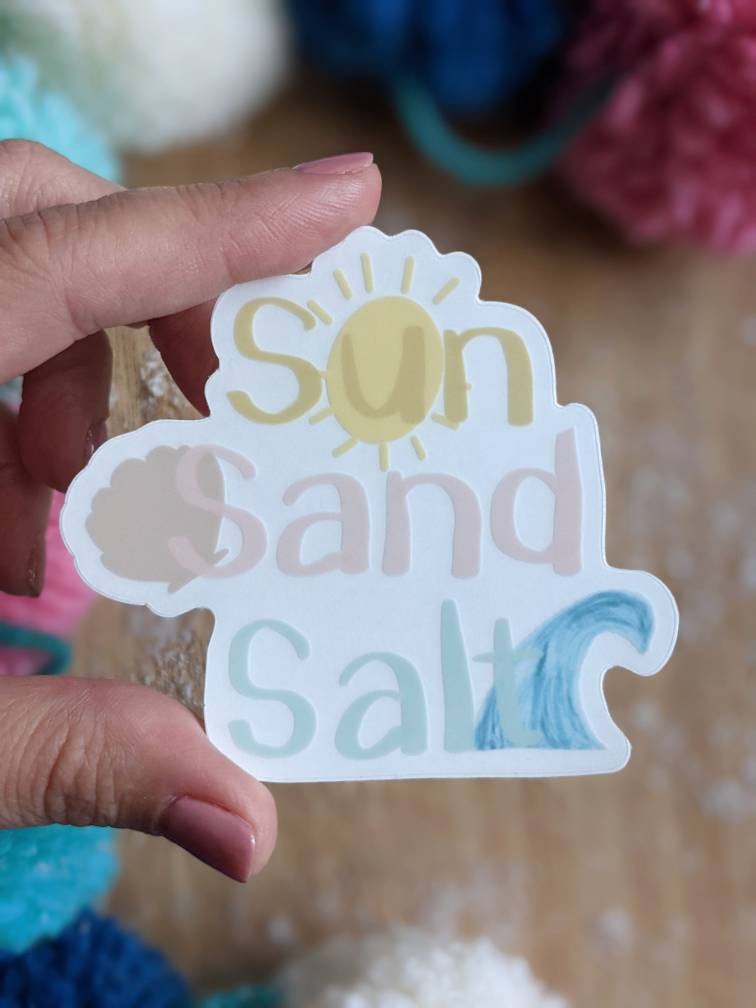 Sticker Saltink Sun. Sand. Salt. | Beach Sticker | Die Cut Transparent Vinyl ...
