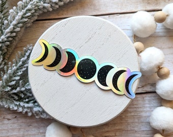 Moon Phases Sticker | Holographic Weatherproof Sticker