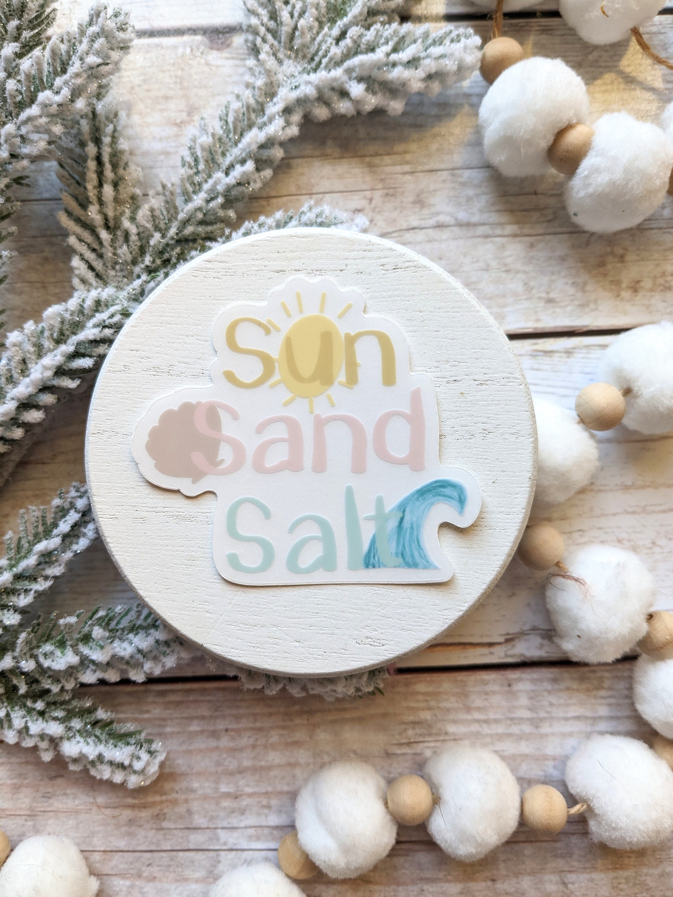 Sun. Sand. Salt. | Beach Sticker | Die Cut Transparent Vinyl ...